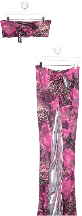 MURCI Purple Rose Detail Split Maxi Skirt And Top Set UK 14