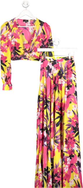 Nadine Merabi Yellow Floral Tie Top And Maxi Skirt UK XS