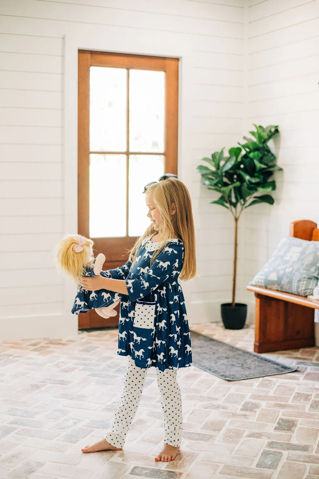 Navy Polka Dot Leggings