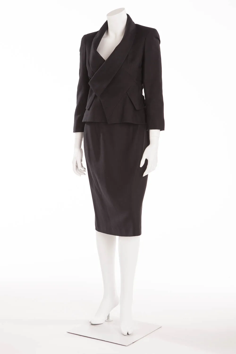 Original Alexander McQueen - 2PC Black Blazer & Skirt Suit - IT 40