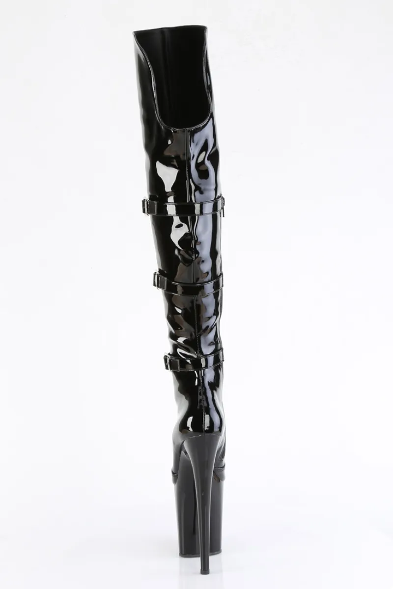 Pleaser USA Flamingo-3018 8inch Over the Knee Pleaser Boots - Patent Black