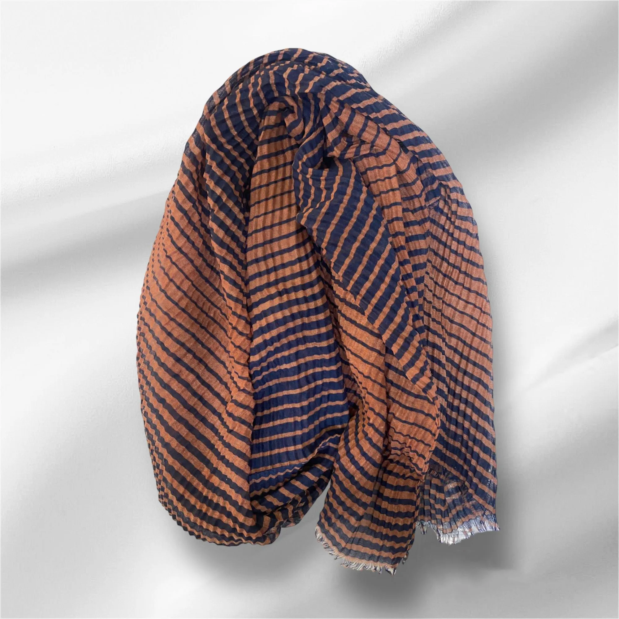 Pleated Hijabs Long Striped Shawls For Women SS2024