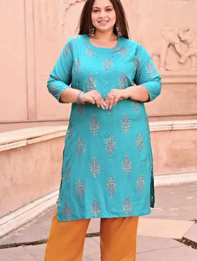 Plus Size Turquoise Kurti for women