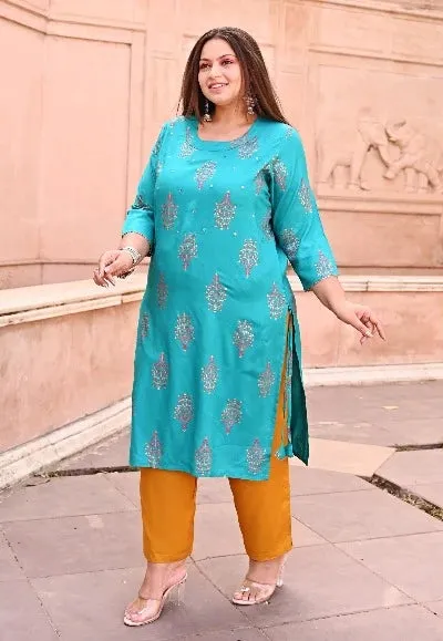 Plus Size Turquoise Kurti for women