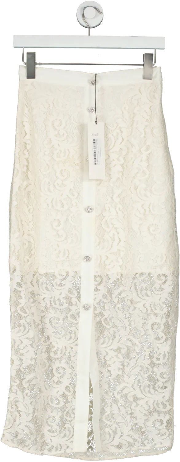 River Island Cream Lace Pencil Midi Skirt UK 6