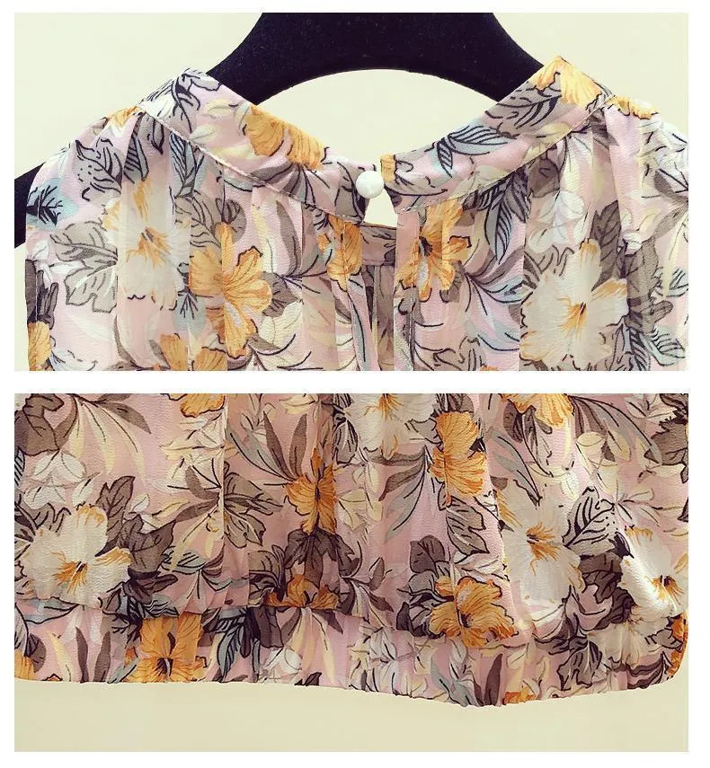 Sleeveless Chiffon Floral Top