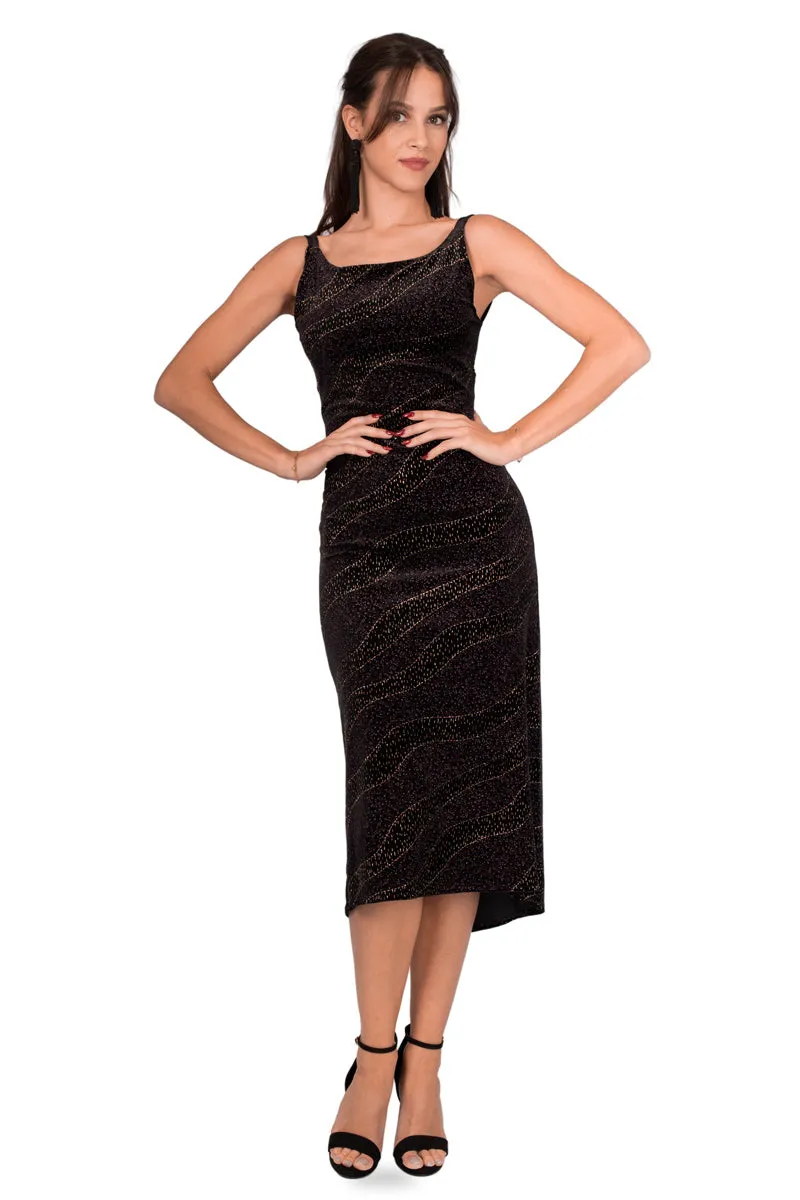 Sparkling Velvet Low Back Midi Fishtail Dress