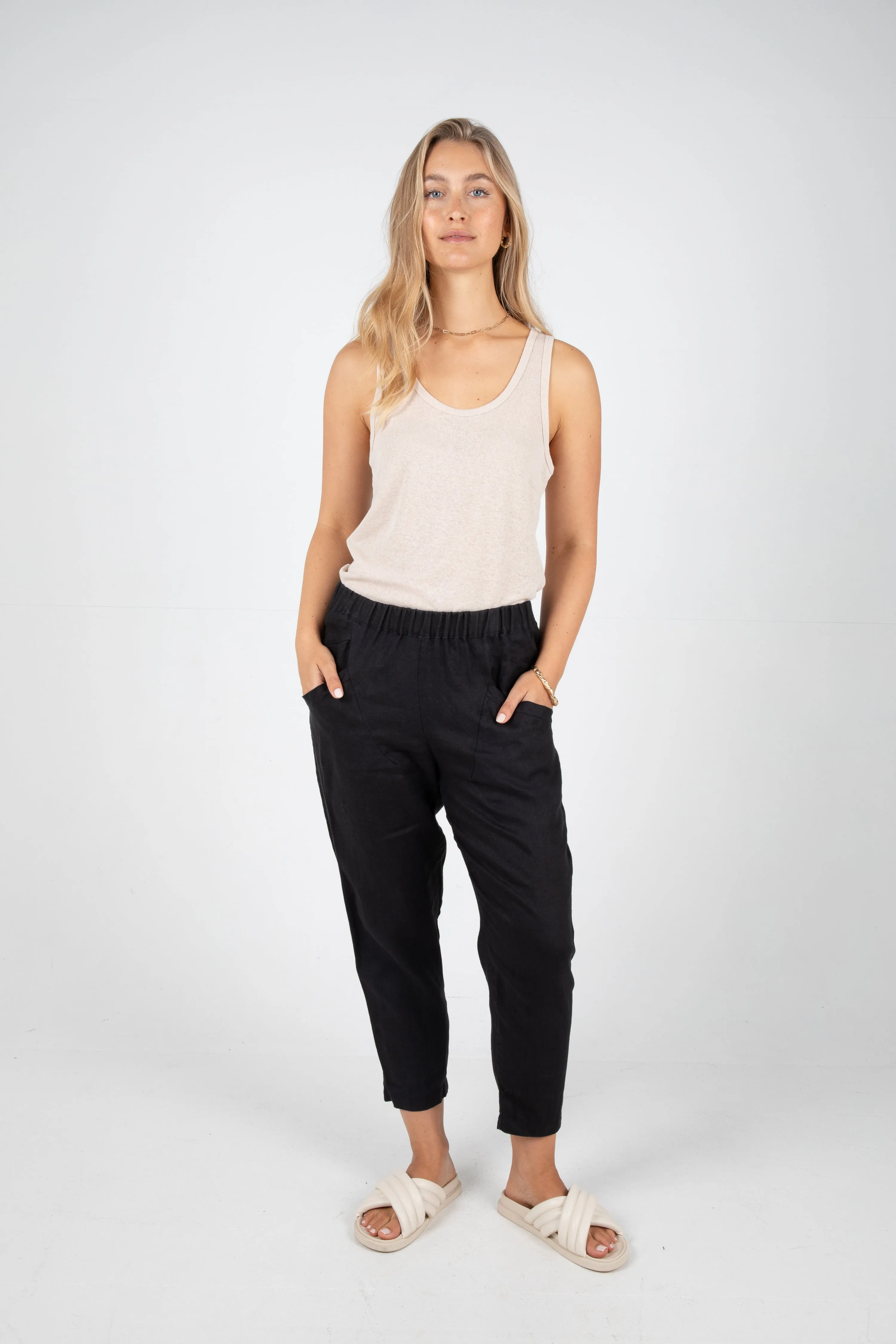 SUTTON HEMP PANT - BLACK