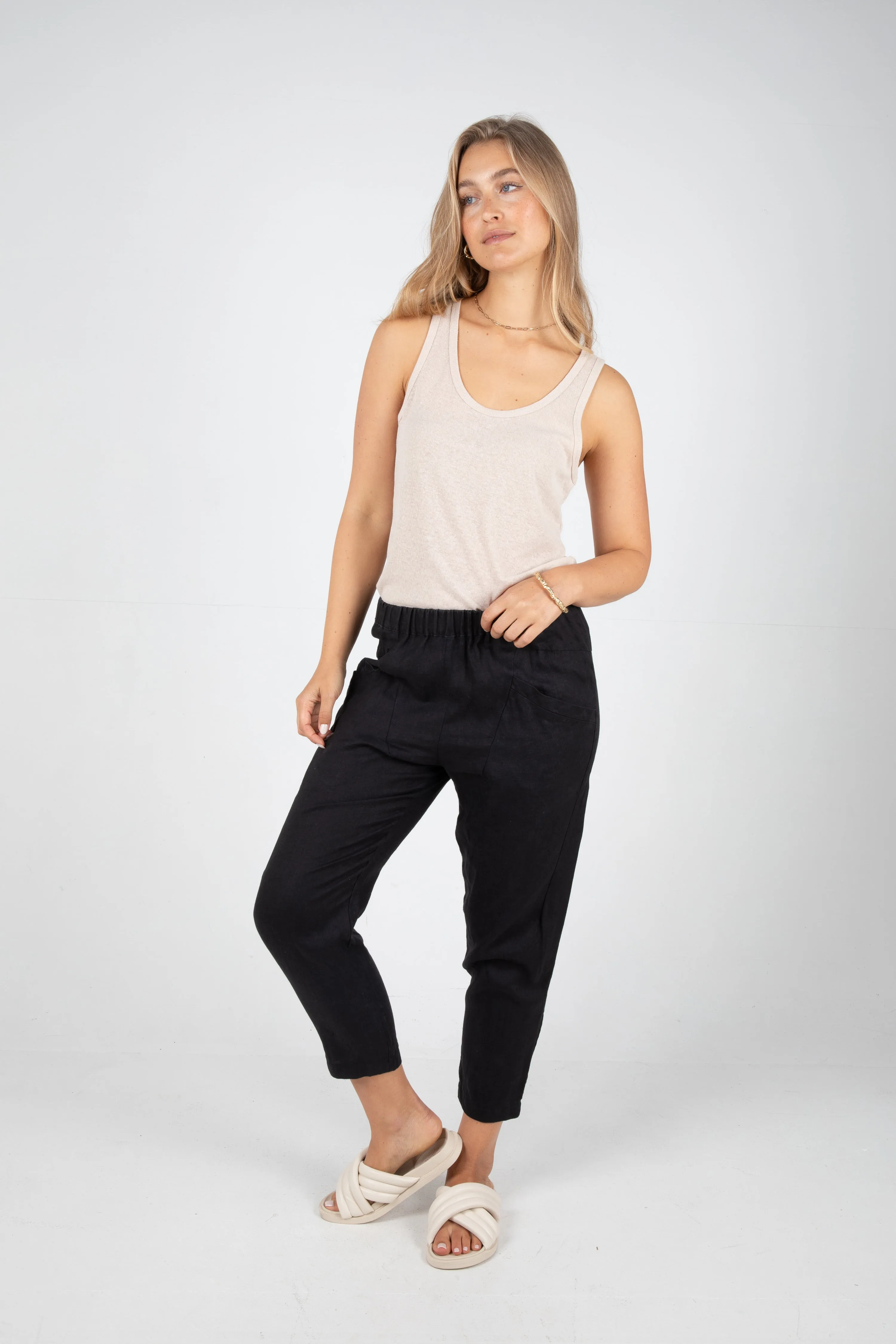 SUTTON HEMP PANT - BLACK