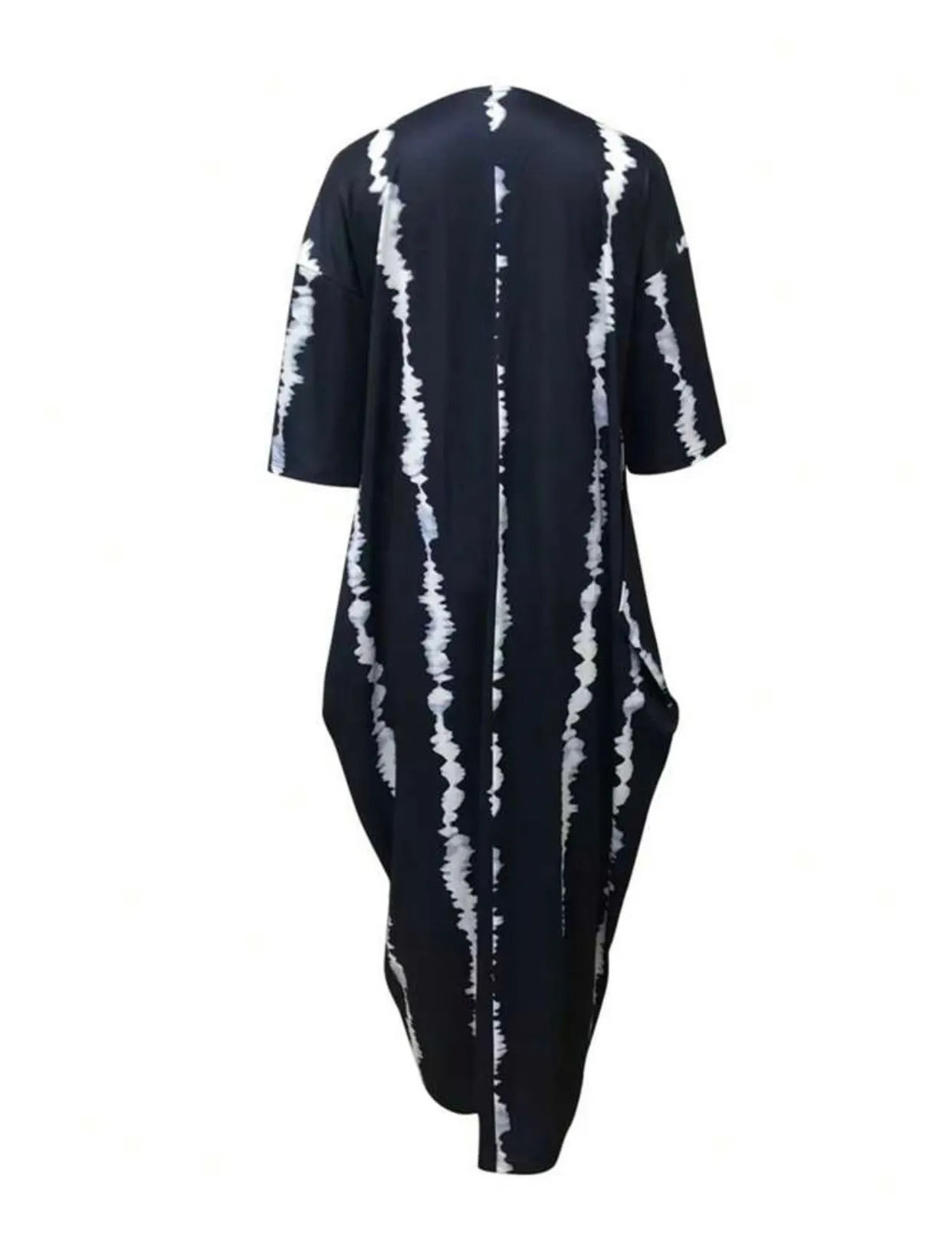 Tie dye dolman sleeve coat & wide leg pants in navy blue