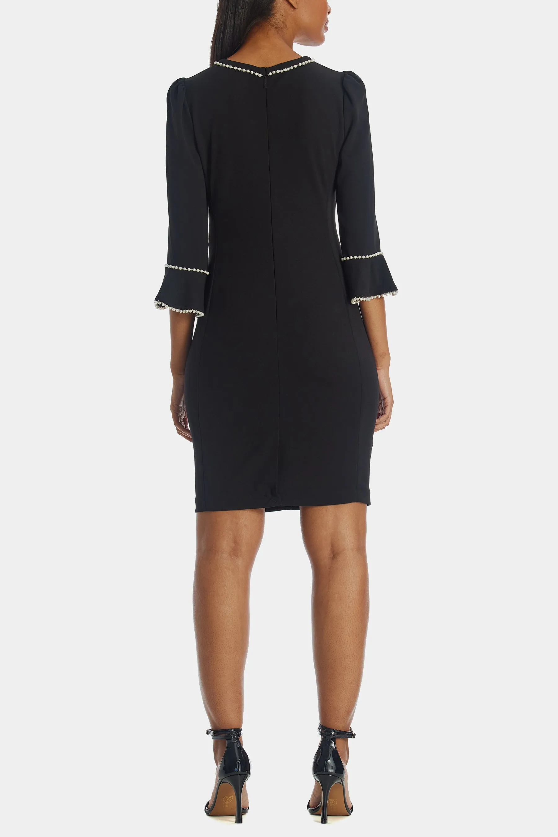 Tulip Sleeve Scuba Crepe Sheath Dress