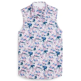 Womens MATTR Bloom Sleeveless Polo Pink/White - SS24