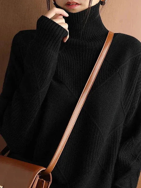 Women's Stylish Turtleneck Pullover Sweater