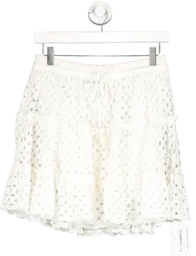 ZARA White Broderie Lace Swing Mini Skirt UK XS