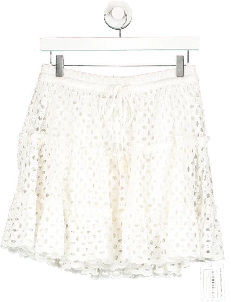 ZARA White Broderie Lace Swing Mini Skirt UK XS