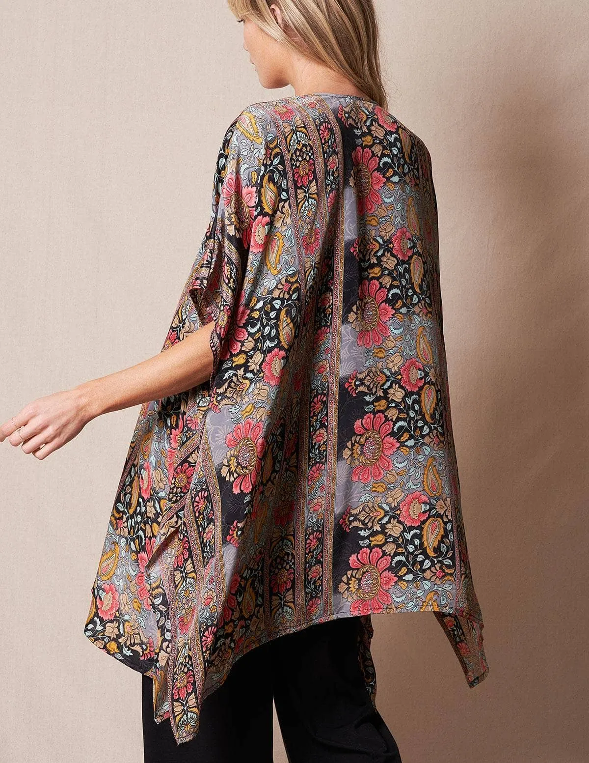 Zayna Kimono Wrap - Black Multi