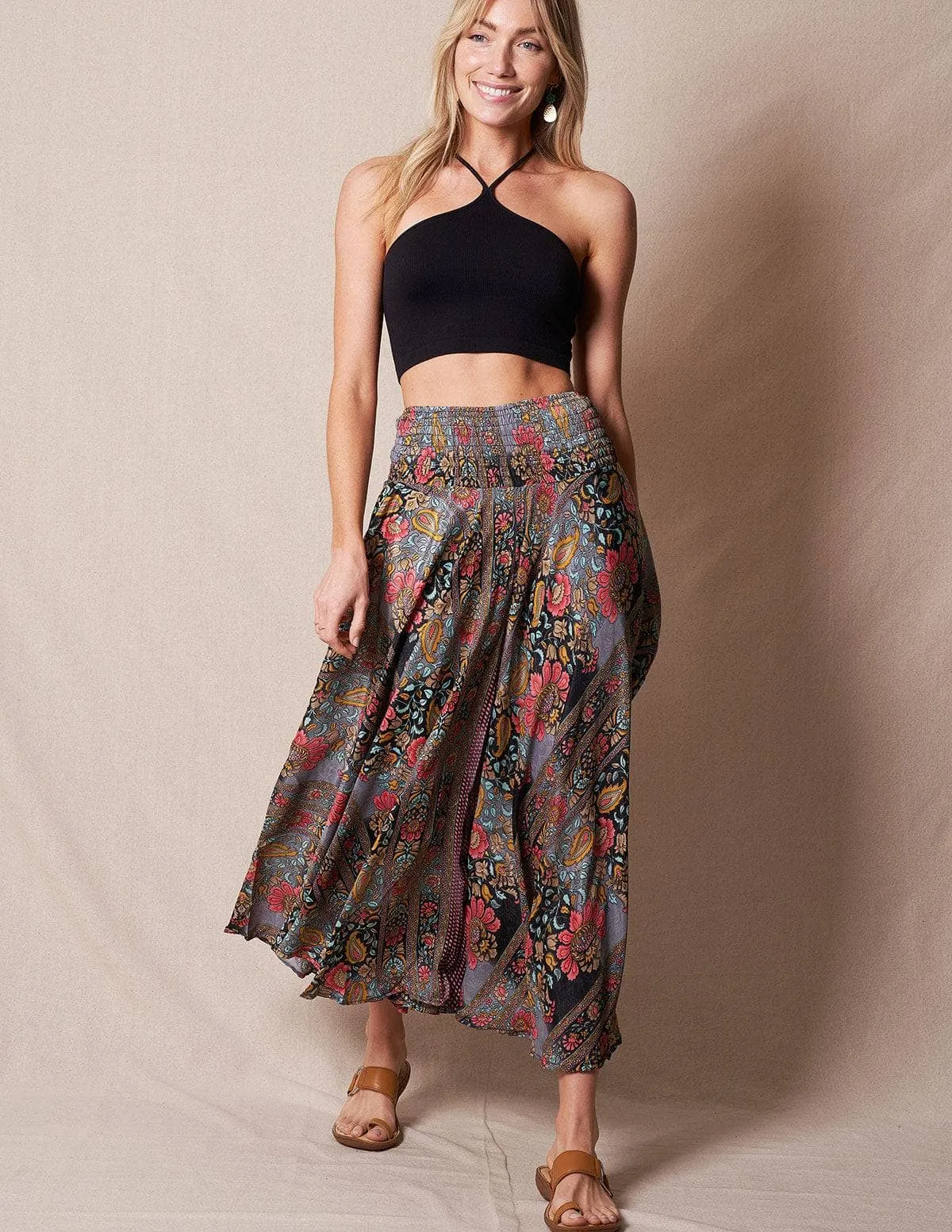 Zayna Palazzo Pants - Black Multi