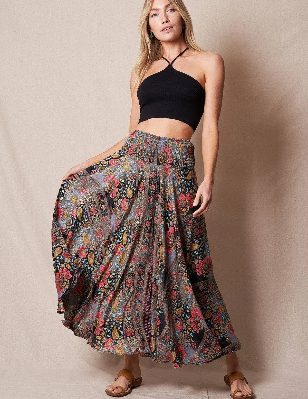 Zayna Palazzo Pants - Black Multi